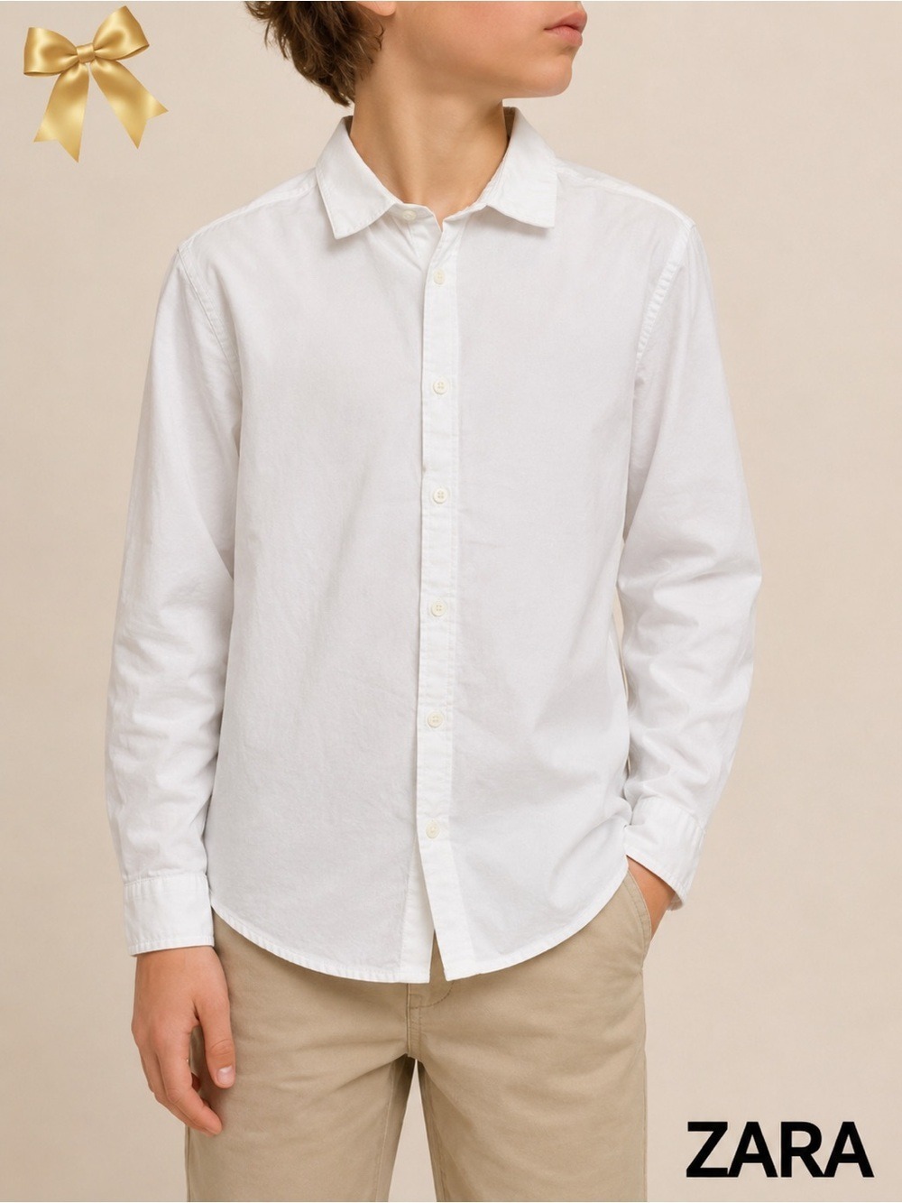 Zara White Cotton Button Down Dress Shirt Size 10 / 140